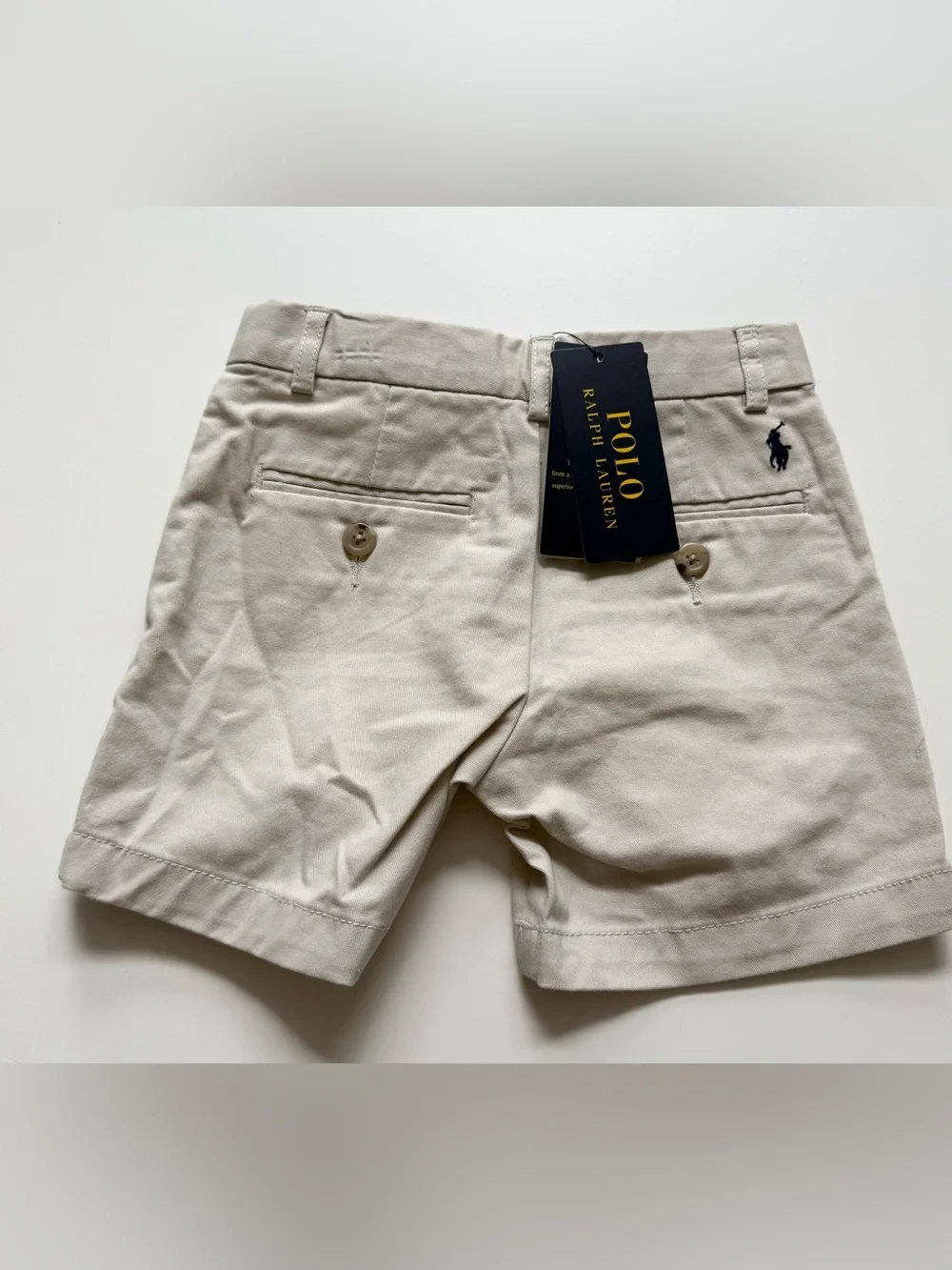 Ralph Lauren Boys' 2T Classic Flat-Front Khaki Shorts - Light Beige